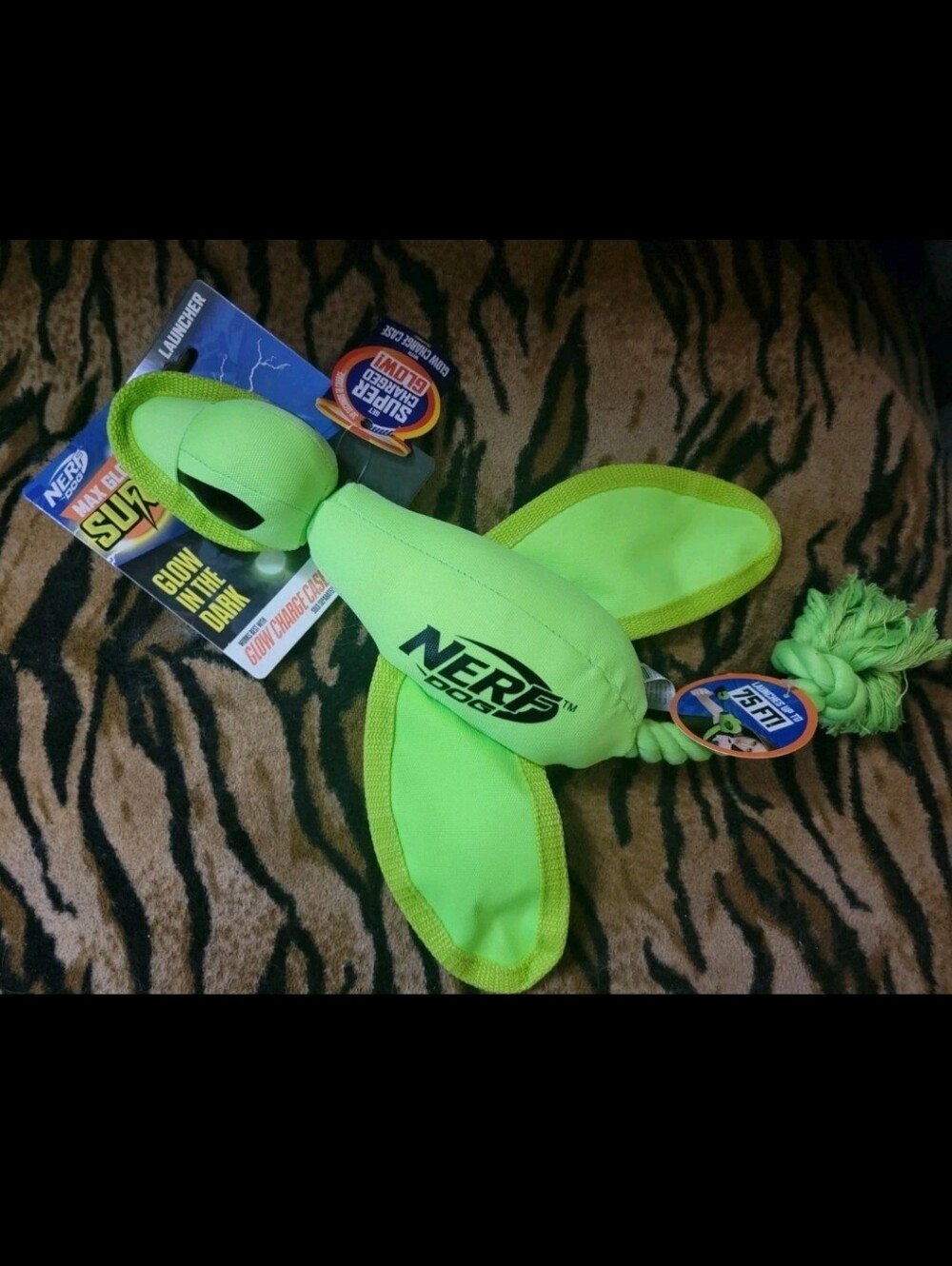 Nerf Dog Max Glow Duck Laucher Flyer Toy W Rope Ea. Large